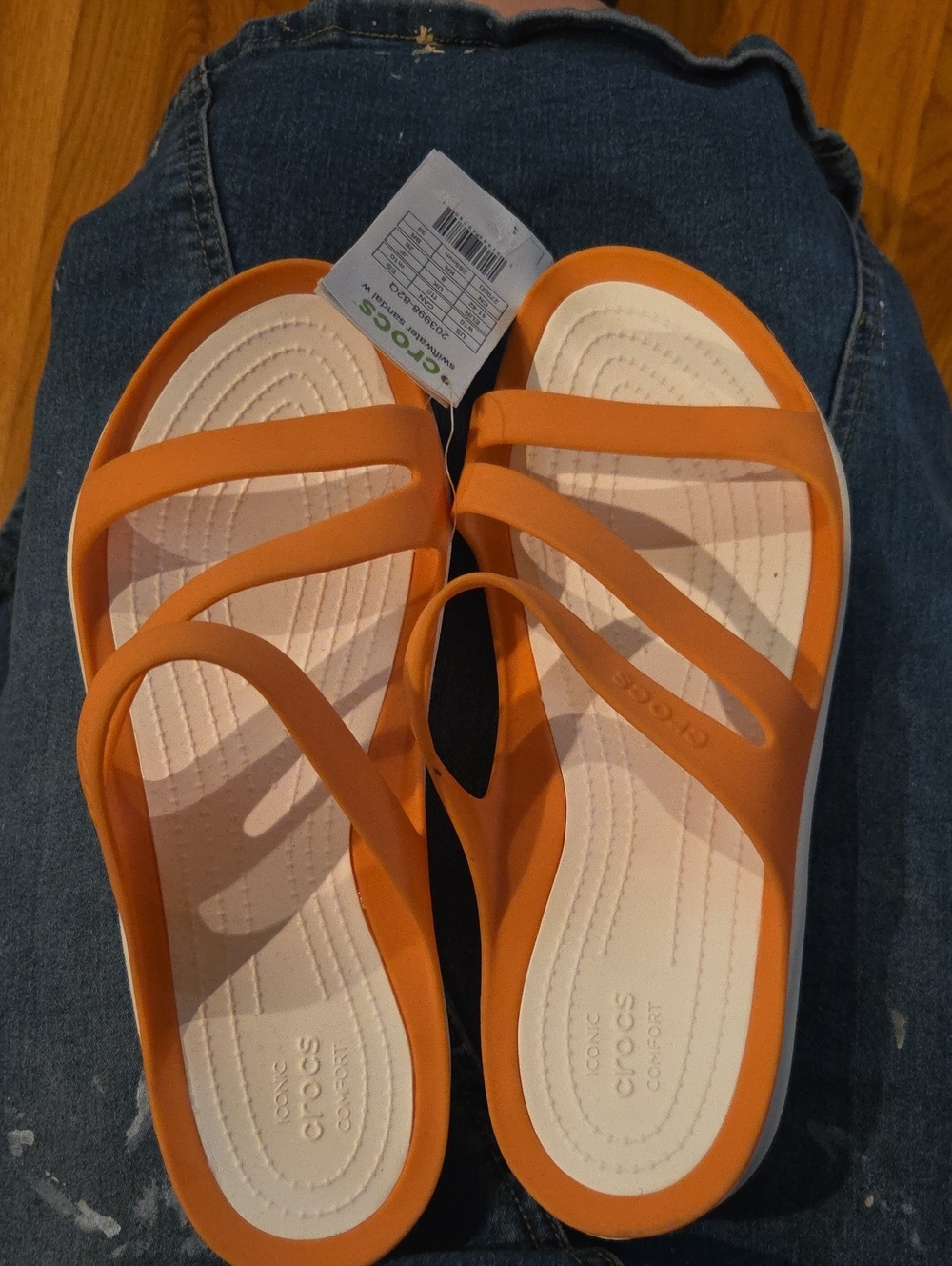 CROCS Women’s Orange Strappy Slip-On Sandals